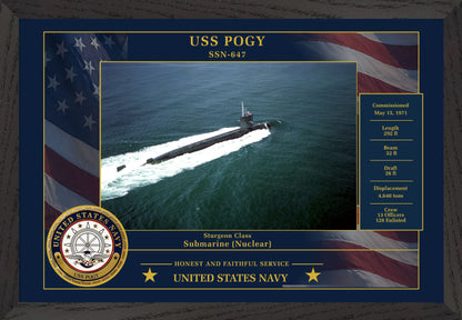 USS Pogy SSN-647 Framed Patriotic Photo