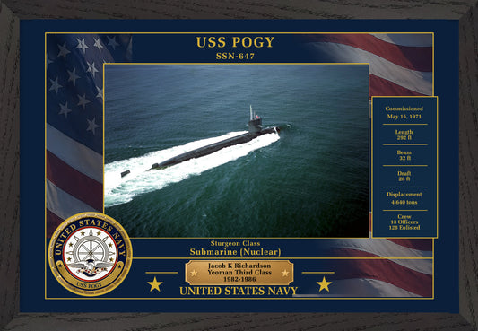USS Pogy SSN-647 Framed Patriotic Photo