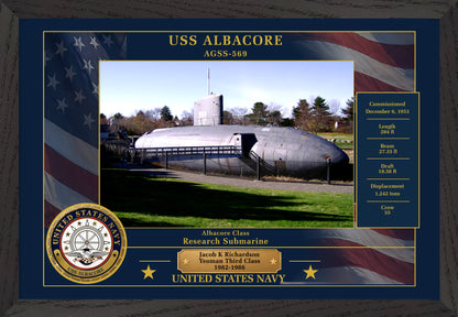 USS Albacore AGSS-569 Framed Patriotic Photo