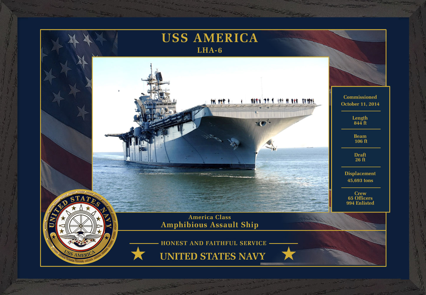 USS America LHA-6 Framed Patriotic Photo
