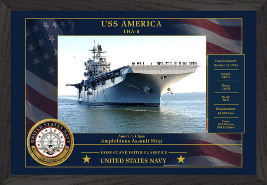 USS America LHA-6 Framed Patriotic Photo