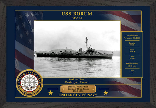 USS Borum DE-790 Framed Patriotic Photo