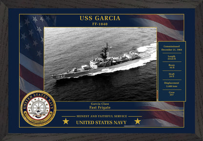 USS Garcia FF-1040 Framed Patriotic Photo