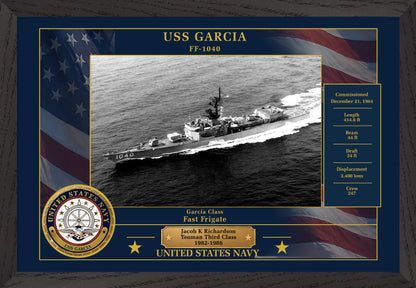 USS Garcia FF-1040 Framed Patriotic Photo