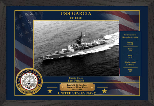 USS Garcia FF-1040 Framed Patriotic Photo