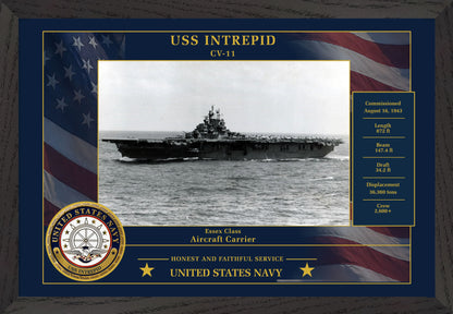 USS Intrepid CV-11 Framed Patriotic Photo