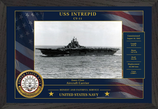 USS Intrepid CV-11 Framed Patriotic Photo