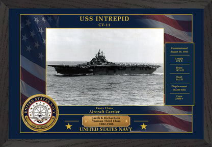 USS Intrepid CV-11 Framed Patriotic Photo