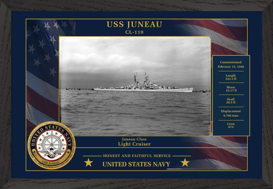USS Juneau CL-119 Framed Patriotic Photo