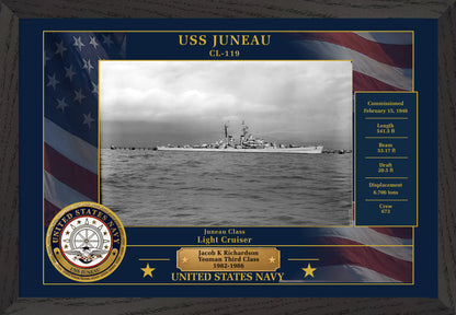 USS Juneau CL-119 Framed Patriotic Photo