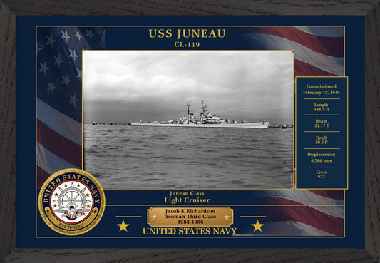 USS Juneau CL-119 Framed Patriotic Photo
