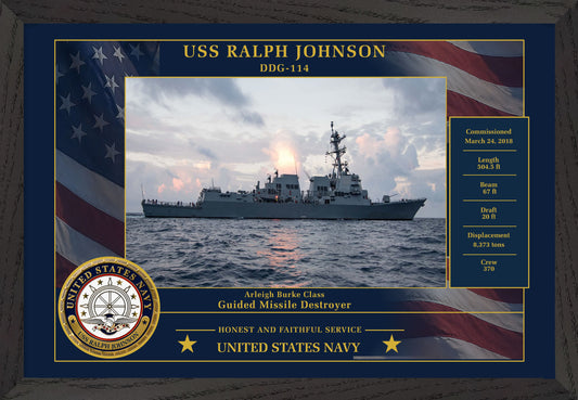 USS Ralph Johnson DDG-114 Framed Patriotic Photo