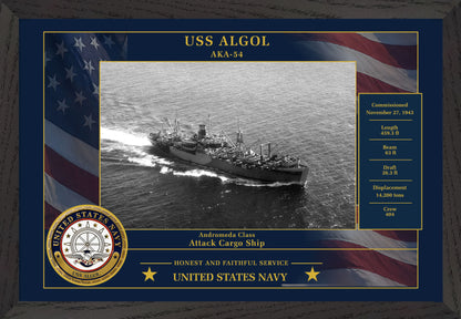 USS Algol AKA-54 Framed Patriotic Photo