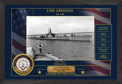 USS Apogon SS-308 Framed Patriotic Photo