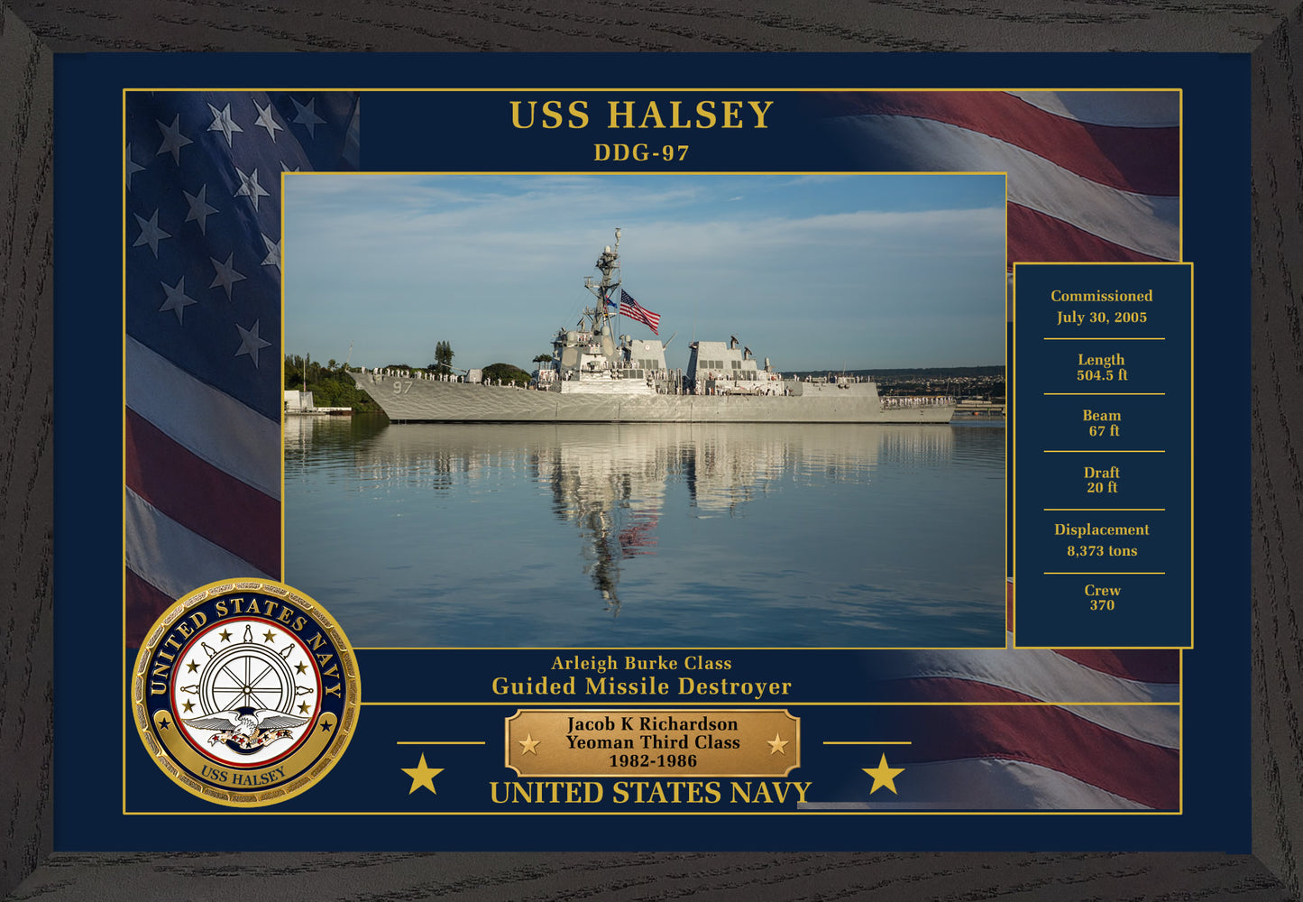 USS Halsey DDG-97 Framed Patriotic Photo