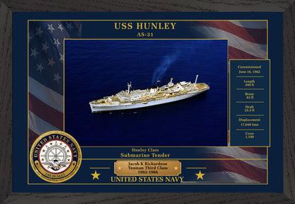 USS Hunley AS-31 Framed Patriotic Photo