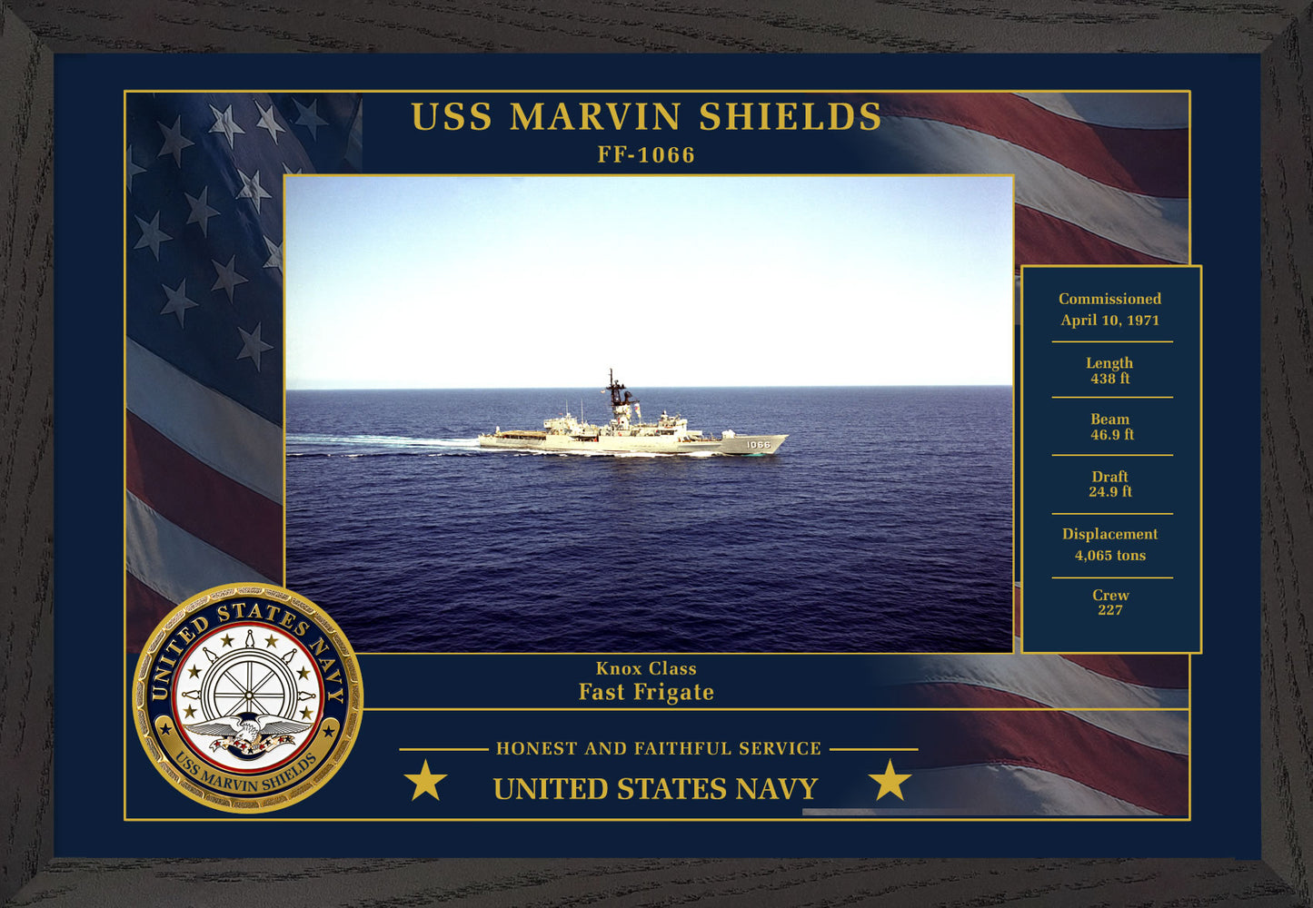USS Marvin Shields FF-1066 Framed Patriotic Photo