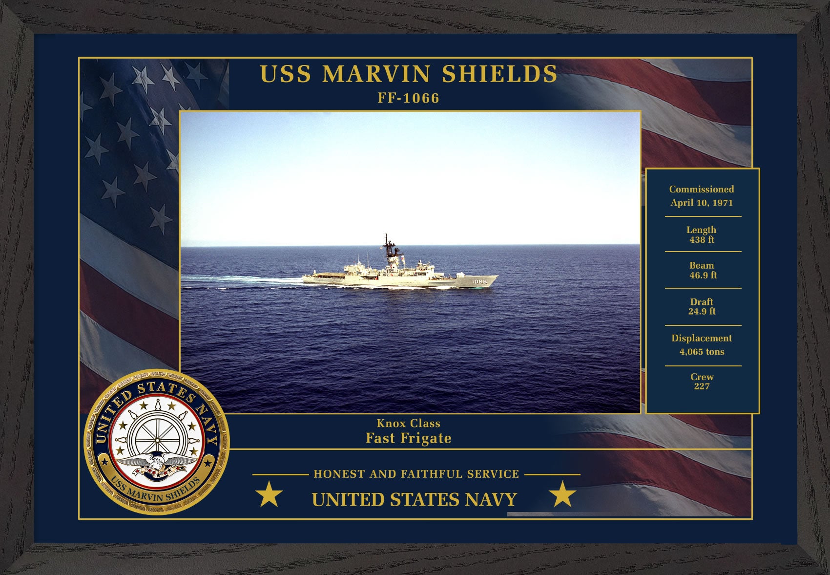 USS Marvin Shields FF-1066 Framed Patriotic Photo