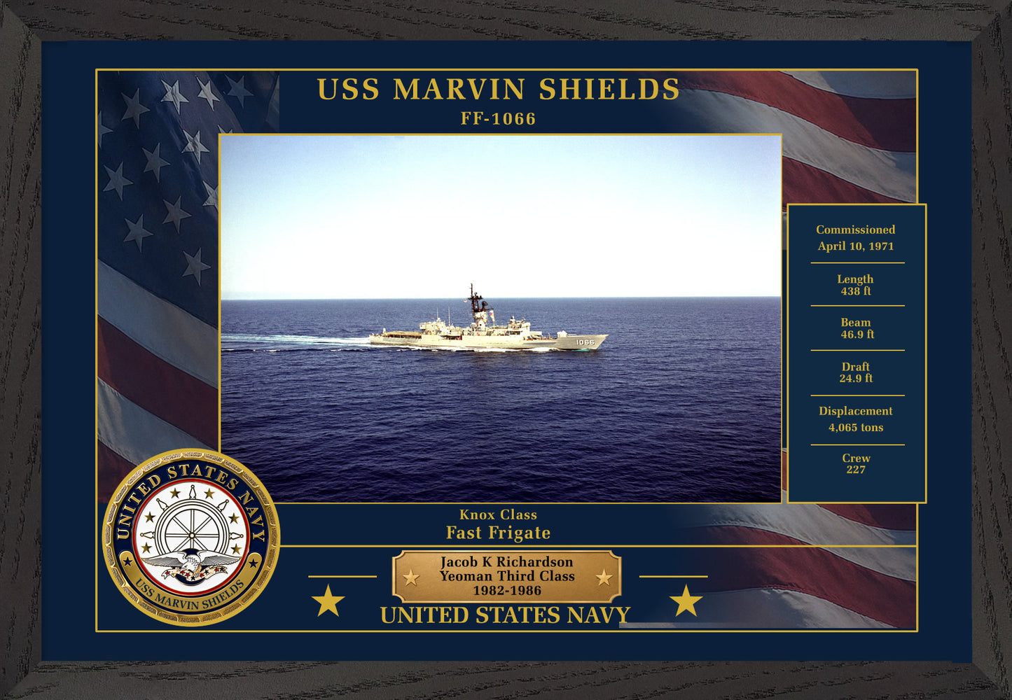 USS Marvin Shields FF-1066 Framed Patriotic Photo