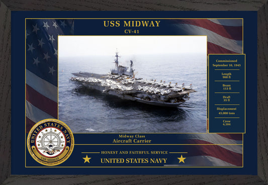USS Midway CV-41 Framed Patriotic Photo