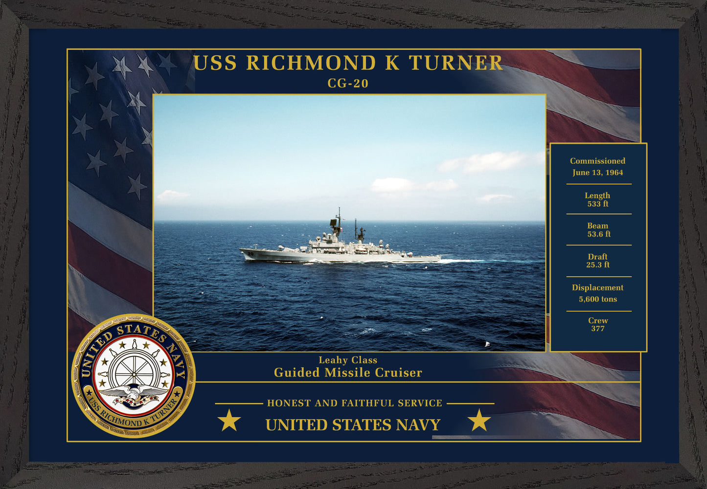 USS Richmond K Turner CG-20 Framed Patriotic Photo