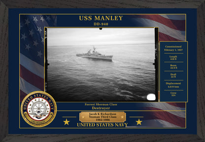 USS Manley DD-940 Framed Patriotic Photo