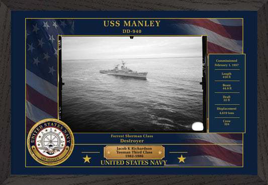 USS Manley DD-940 Framed Patriotic Photo