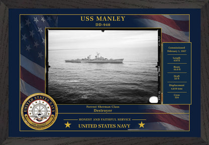 USS Manley DD-940 Framed Patriotic Photo