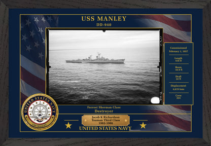 USS Manley DD-940 Framed Patriotic Photo