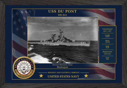 USS Du Pont DD-941 Framed Patriotic Photo