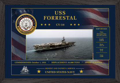 USS Forrestal CV-59 Framed Patriotic Art