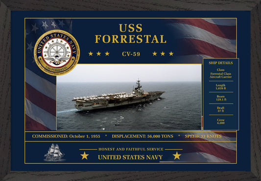 USS Forrestal CV-59 Framed Patriotic Art