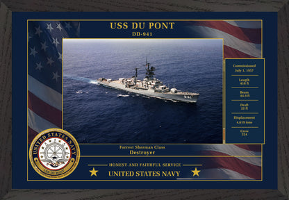 USS Du Pont DD-941 Framed Patriotic Photo
