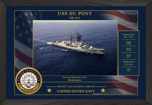 USS Du Pont DD-941 Framed Patriotic Photo