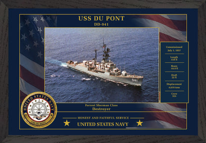 USS Du Pont DD-941 Framed Patriotic Photo