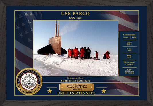USS Pargo SSN-650 Framed Patriotic Photo