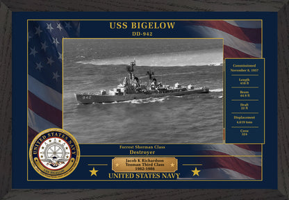 USS Bigelow DD-942 Framed Patriotic Photo