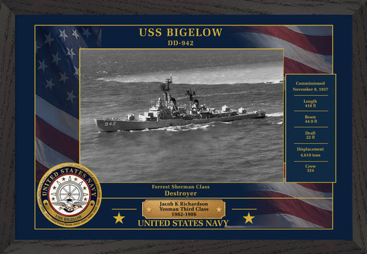 USS Bigelow DD-942 Framed Patriotic Photo