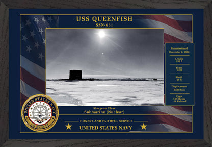 USS Queenfish SSN-651 Framed Patriotic Photo
