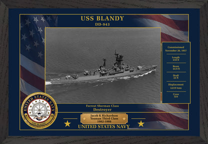 USS Blandy DD-943 Framed Patriotic Photo