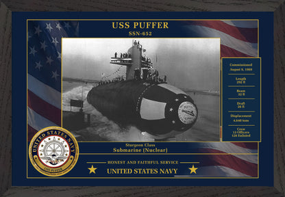 USS Puffer SSN-652 Framed Patriotic Photo