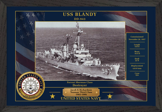 USS Blandy DD-943 Framed Patriotic Photo