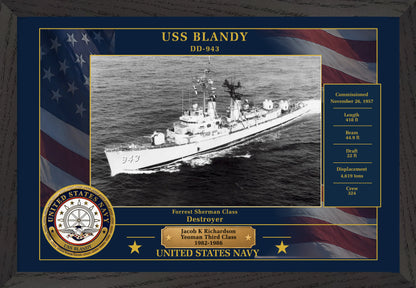 USS Blandy DD-943 Framed Patriotic Photo