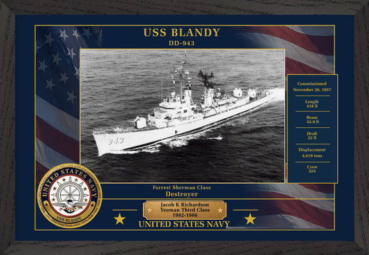 USS Blandy DD-943 Framed Patriotic Photo