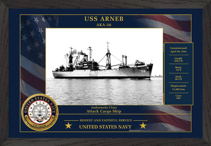 USS Arneb AKA-56 Framed Patriotic Photo