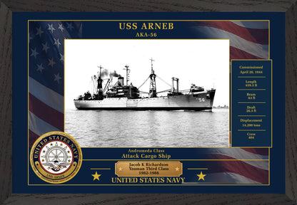 USS Arneb AKA-56 Framed Patriotic Photo