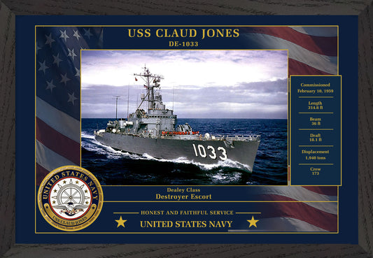 USS Claud Jones DE-1033 Framed Patriotic Photo
