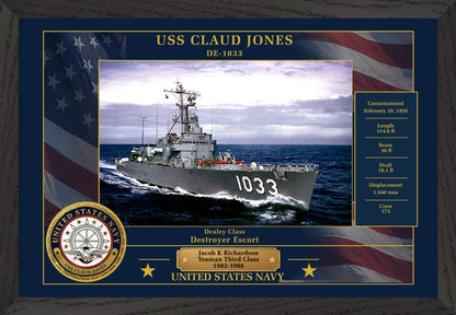 USS Claud Jones DE-1033 Framed Patriotic Photo