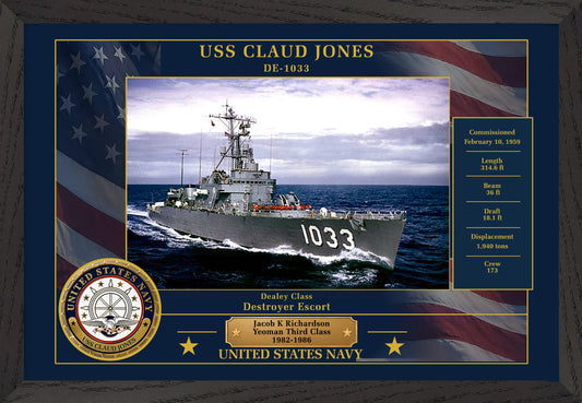 USS Claud Jones DE-1033 Framed Patriotic Photo