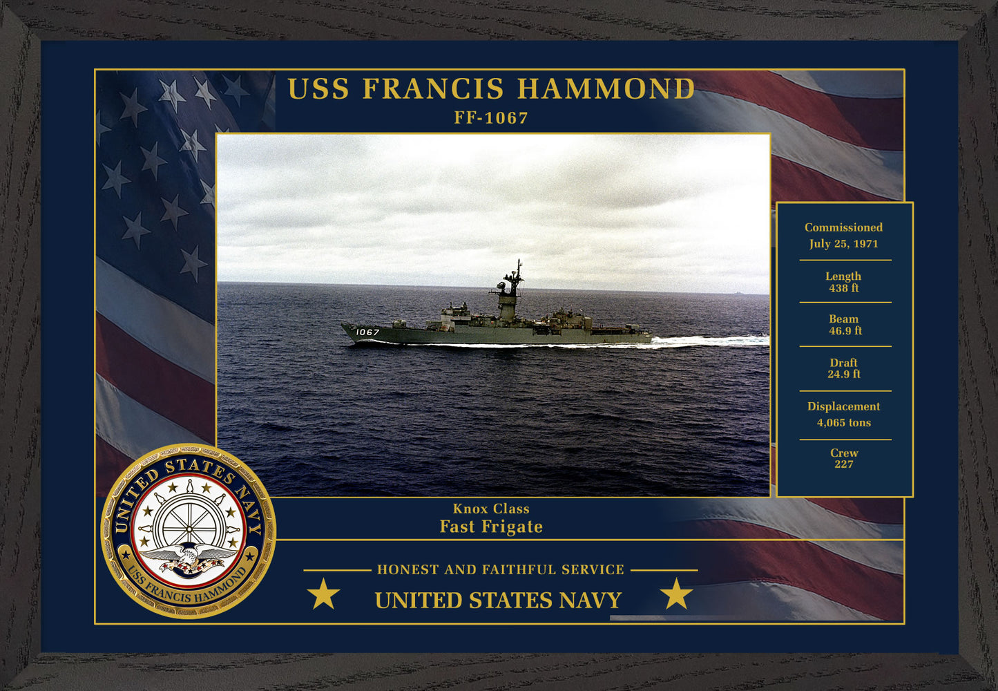 USS Francis Hammond FF-1067 Framed Patriotic Photo